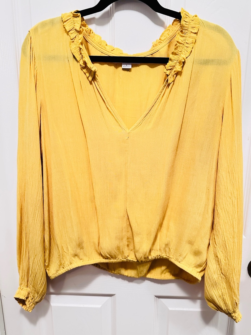 O'Neill Yellow Ruffle V-Neck Blouse